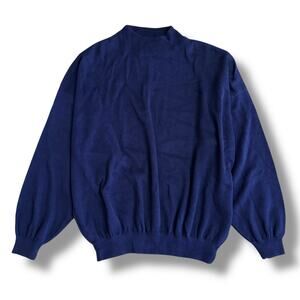 Vintage U.O.Me Navy Blue Mock‎ Neck Sweater 3XL | 80s 90s Made in Syria